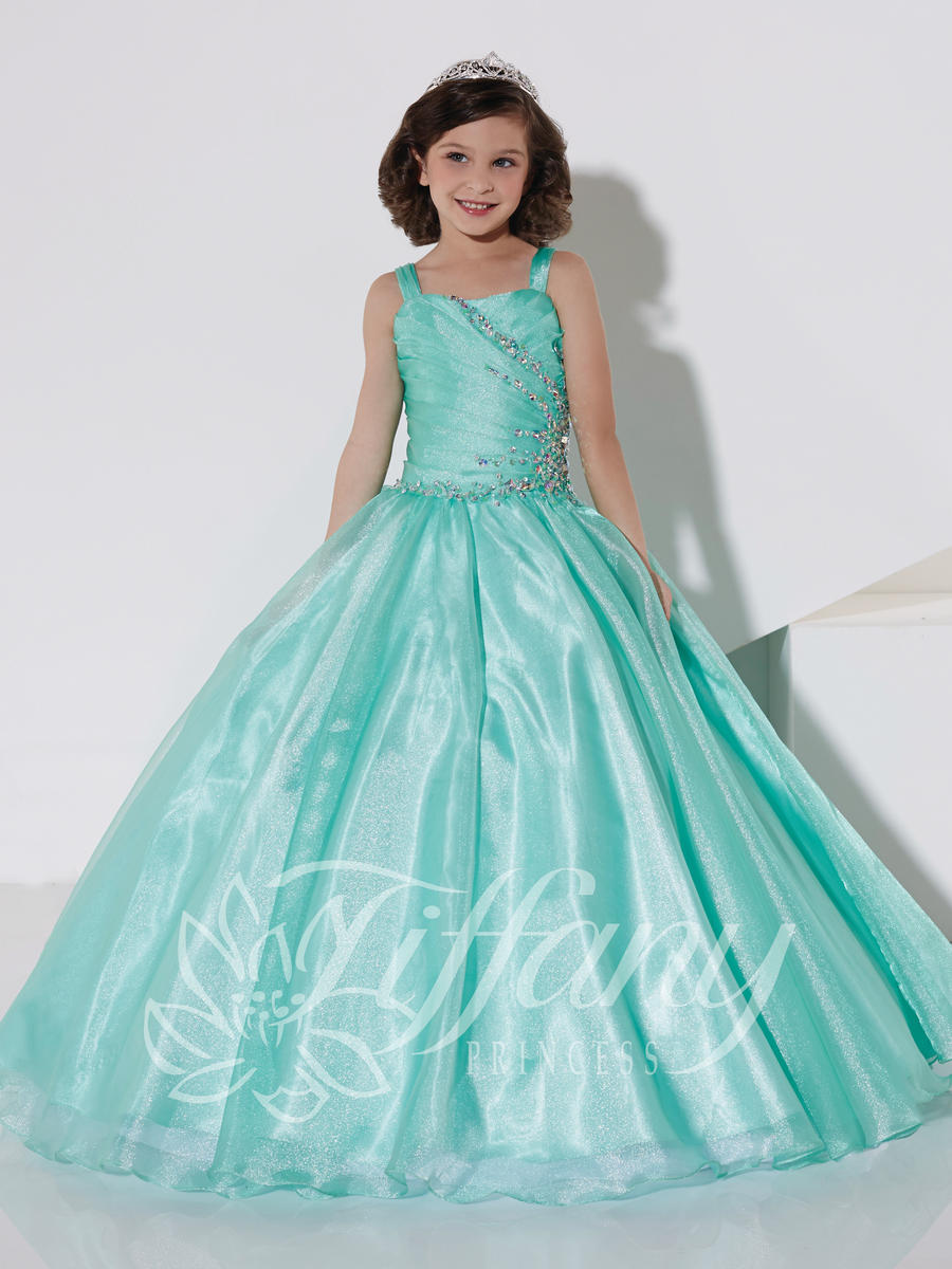 open lace back dress Princess Scoop Floor Length Satin Flower Girl Dress in Pink