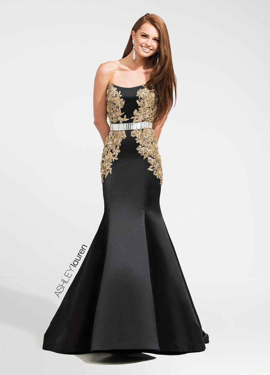 black and gold prom dress ashley lauren 11807 ASHLEYlauren