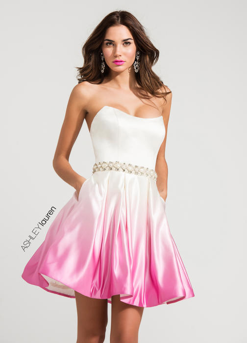 Strapless Ombre Cocktail Dress