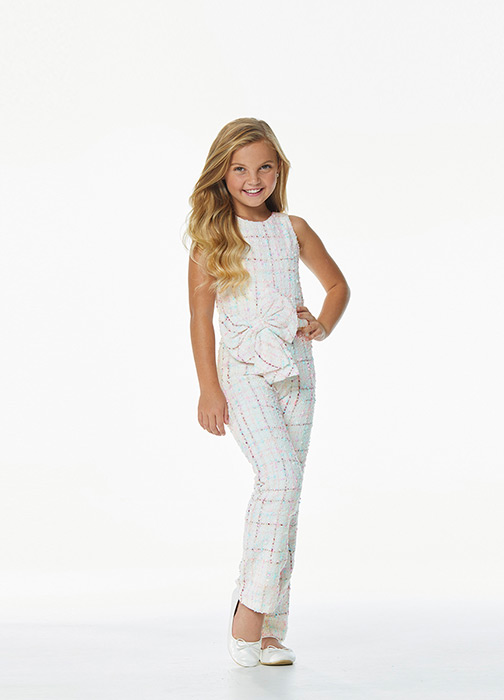 Kids Interview Attire - Tweed Jumpsuit with Bow For Girls