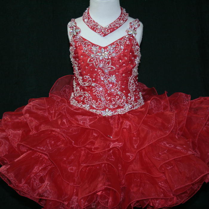 Girls Glitz Pageant Dresses-Short Skirt SR265