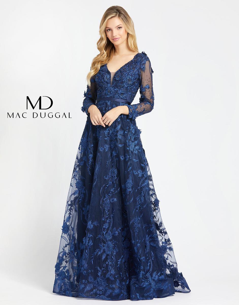 mac duggal navy blue dress