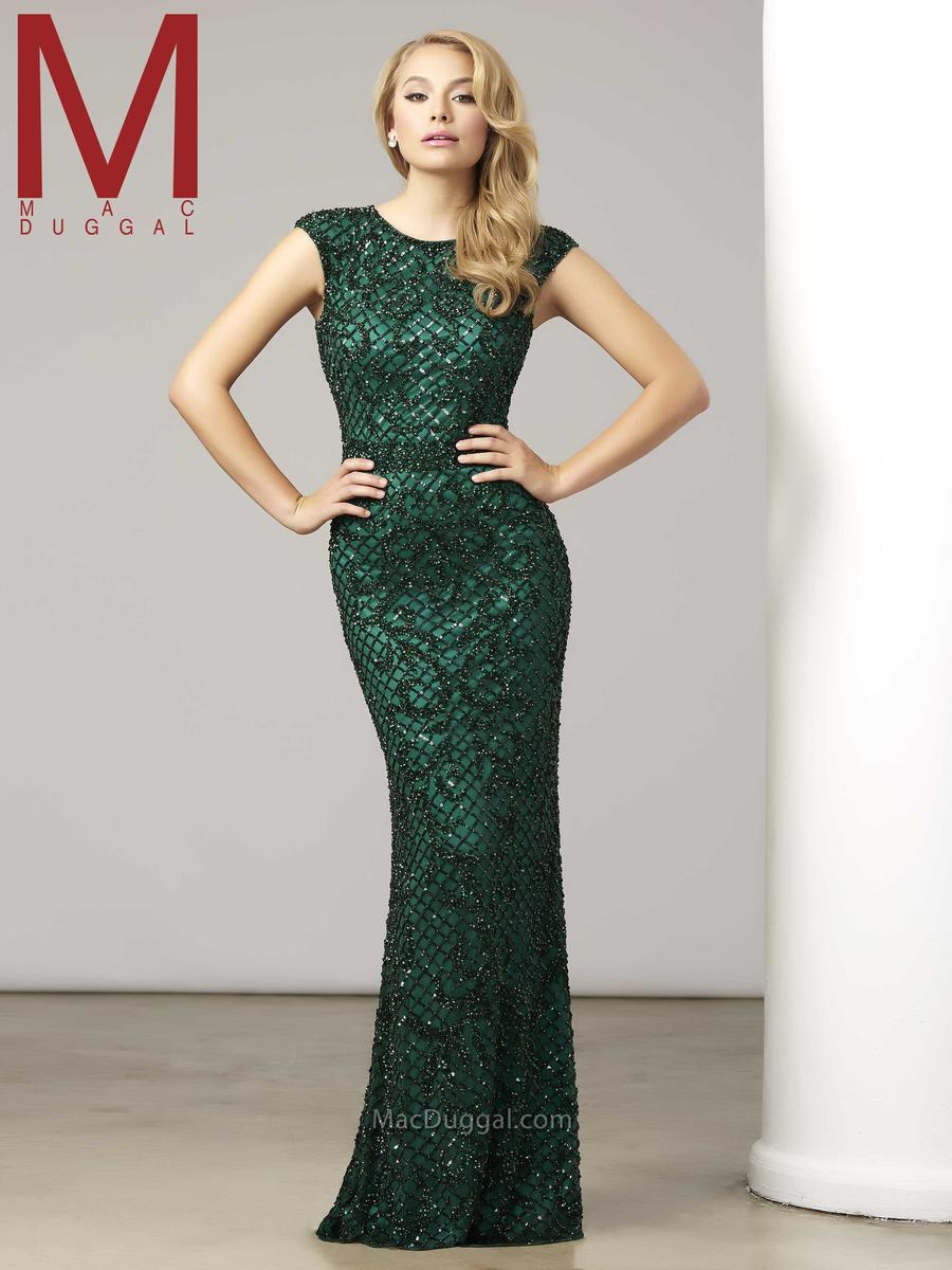 green emerald velvet dress Mac Duggal Women's Sequined Cap-Sleeve Gown - Brown main image 0