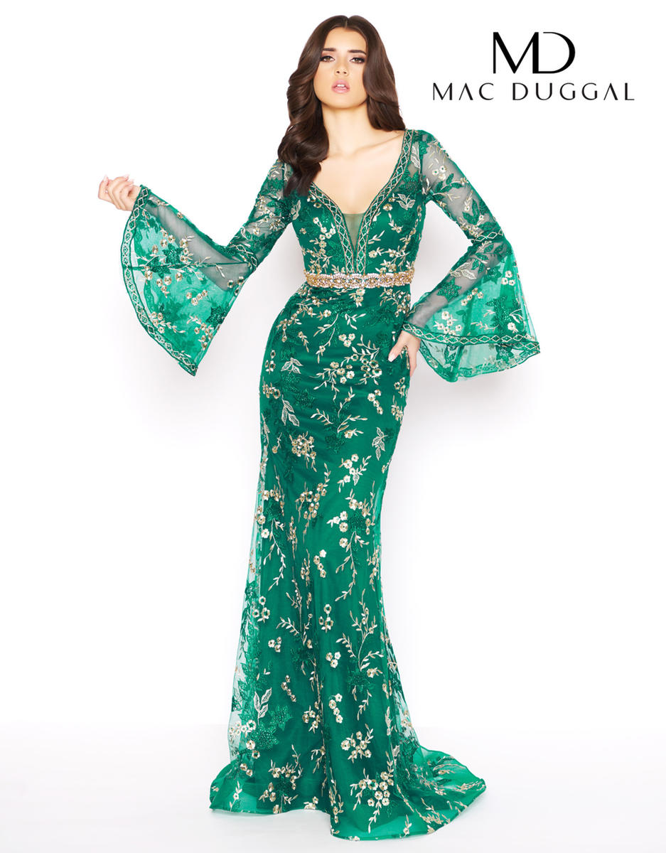 green emerald velvet dress Buy Mac Duggal main image 1