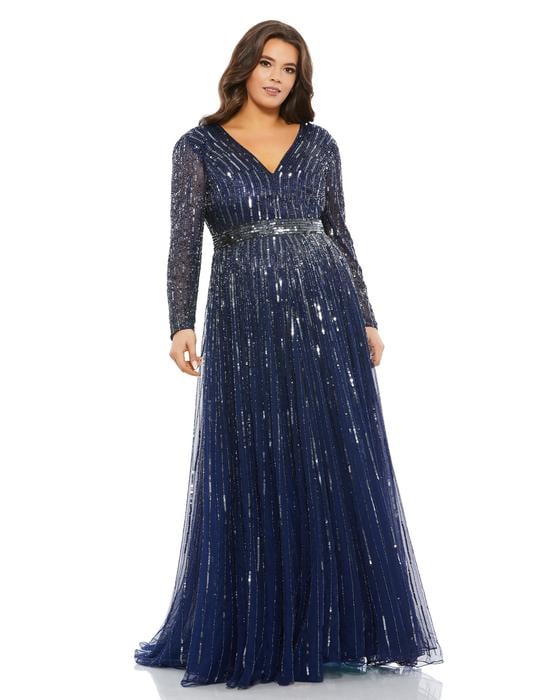 Mac Duggal - Embellished Illusion Long Sleeve Gown