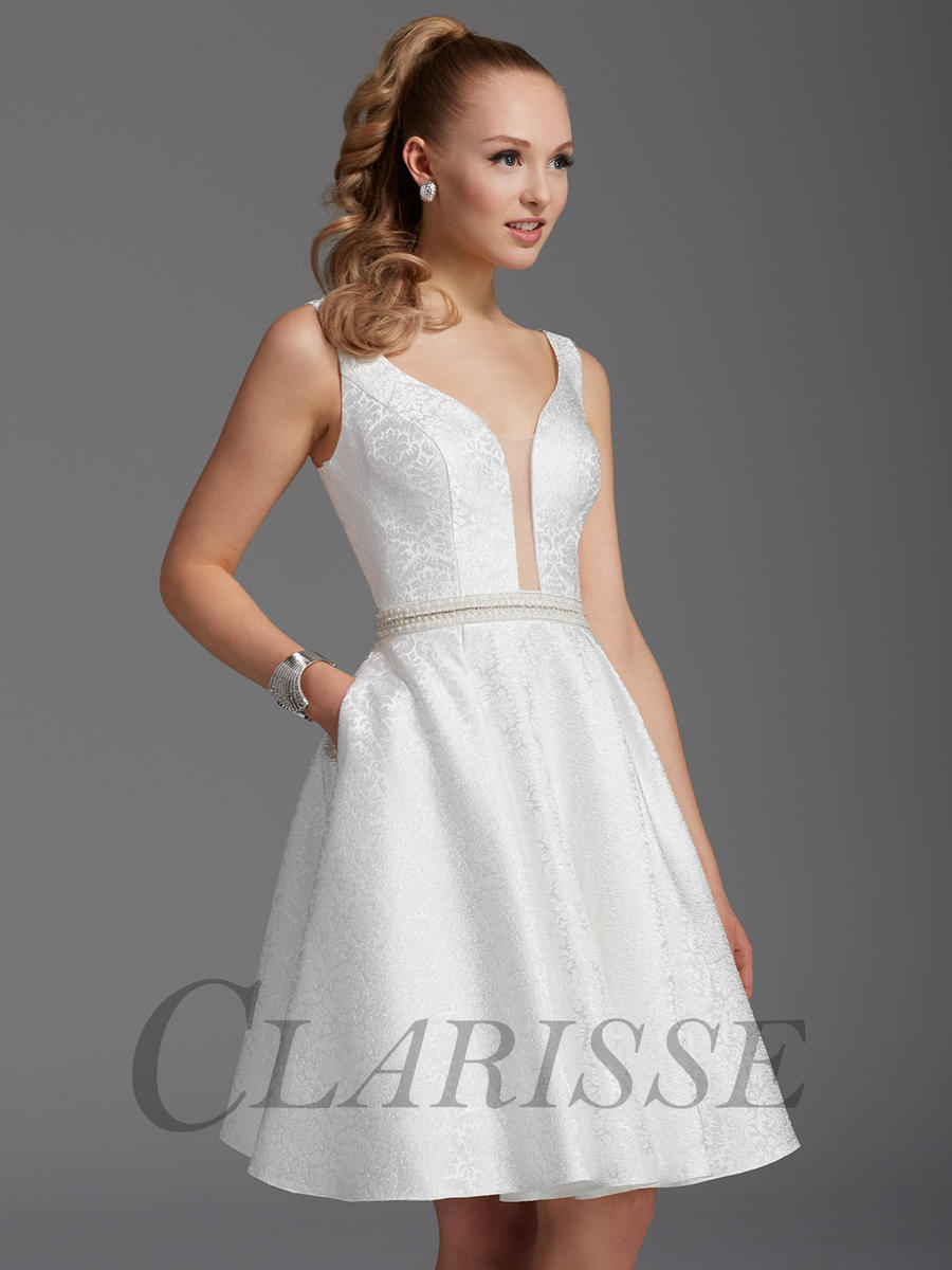 clarisse short dresses Clarisse -30305 Beaded Bodice Short Sheath Dress 4 / BLACK/MULTI
