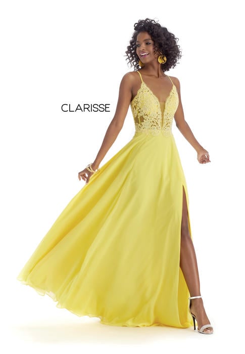 Clarisse - Chiffon Beaded Illusion Bodice Gown 8021