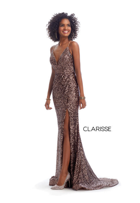 Clarisse - Sequin Spaghetti Strap Gown