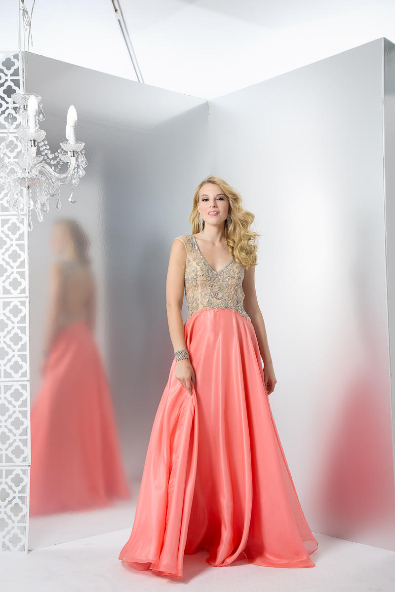 coral and silver bridesmaid dresses Chelsea Mermaid Stretch Satin Bridesmaid Dress with Straps