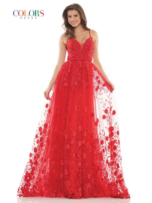 Colors Dress - Embroidered Mesh 3 D Flower Gown 2726