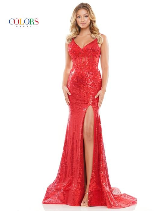 Colors Dress - Fully Sequin Illusion Bodice Gown 2848