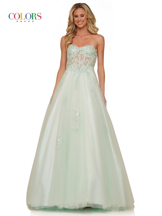 Colors Dress - Strapless Tulle Gown Emboirder Bodice 2898