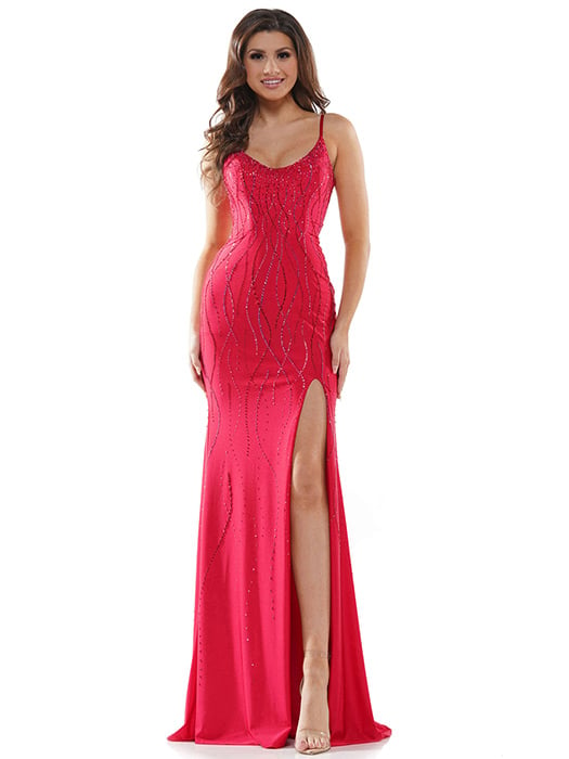 Colors Dress - Satin Rhinestone Gown G1052