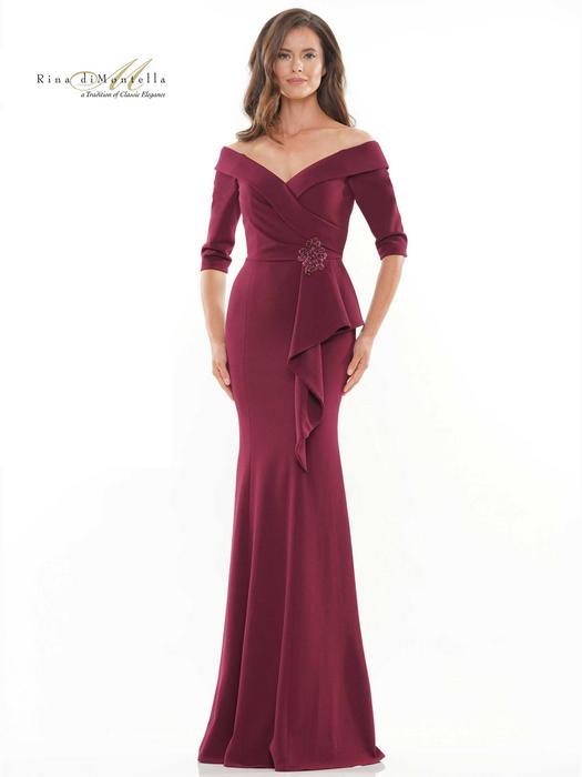 Colors Dress - Off The SHoulder Quarter Sleeve Jersey Gown RD2733