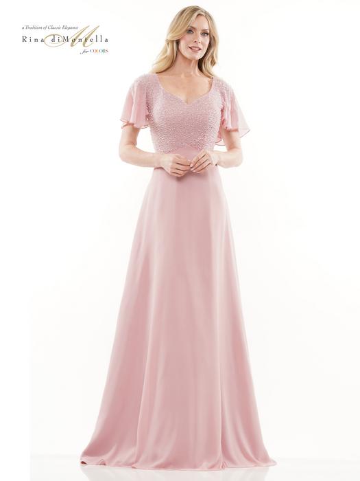 Colors Dress - Chiffon Flutter Sleeve Beaded Bodice Gown RD2907