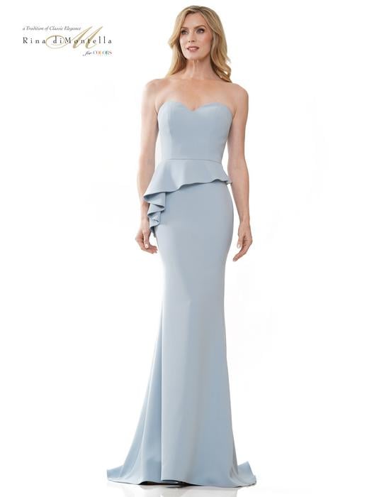 Colors Dress - Strapless Crepe Peplum Gown RD2948