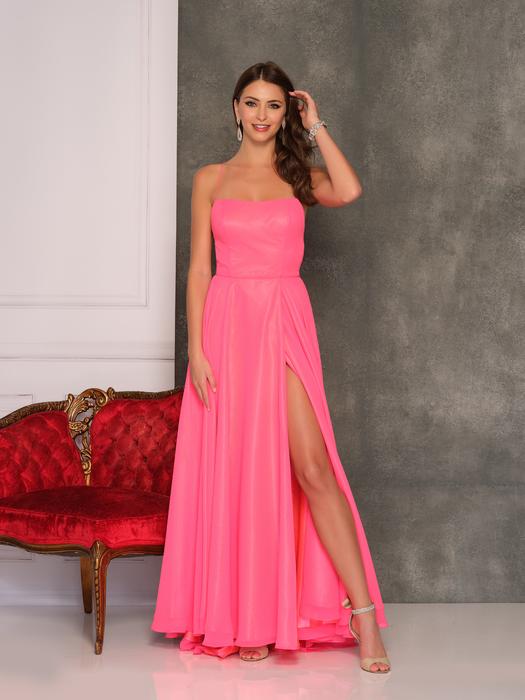 Dave and Johnny - Satin Gown Lace Up Back Scoop Neckline