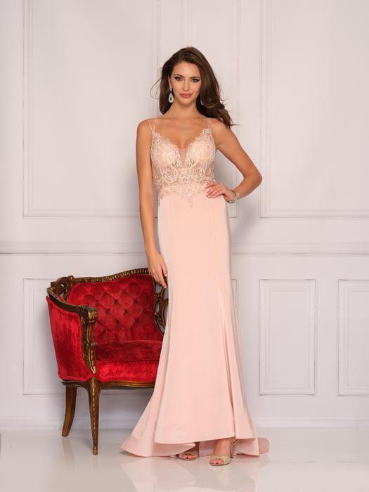 Dave and Johnny - Jersey Gown Embroidered Bodice