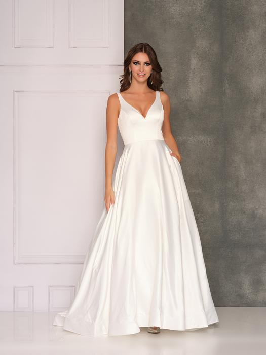 Dave and Johnny - Satin V-Neck Aline Gown A10603