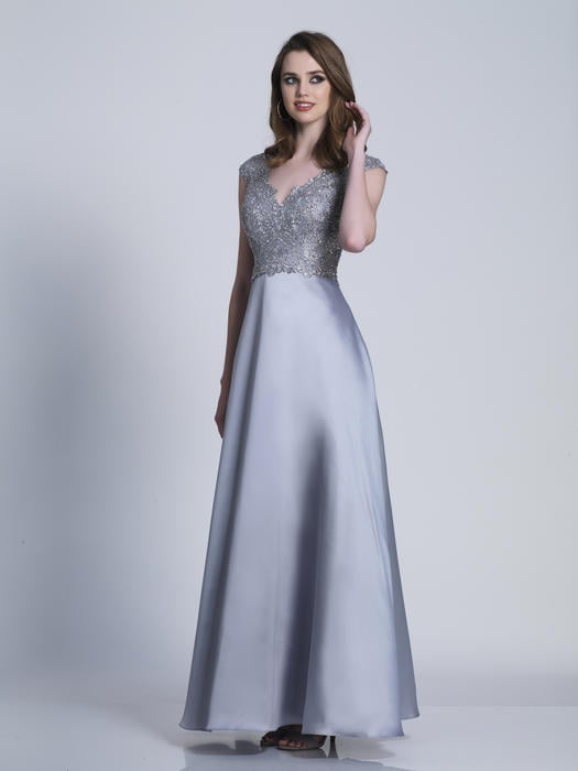 Dave and Johnny - Embroidered Satin A-Line Gown