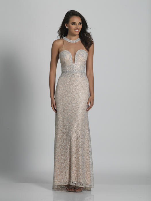 Dave and Johnny - Beaded Gown with Illusion Neckline A5692