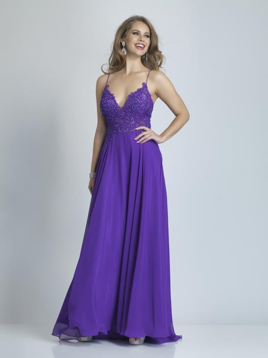 Dave and Johnny - Chiffon Embroidered Bodice Gown