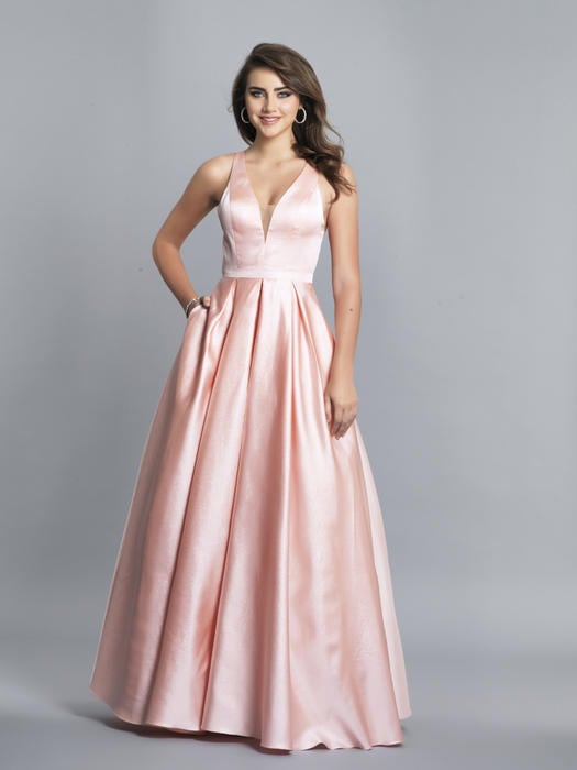 Dave and Johnny - Satin V-Neck Gown N/A