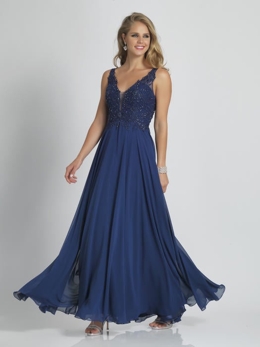 Dave and Johnny - Chiffon Beaded Bodice Gown