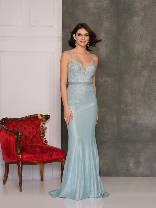 Dave and Johnny - Glitter Gown Embroidered Bodice A9982
