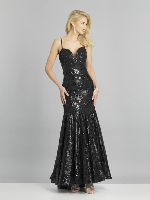 Dave and Johnny - Spaghetti Strap Embroidered Gown