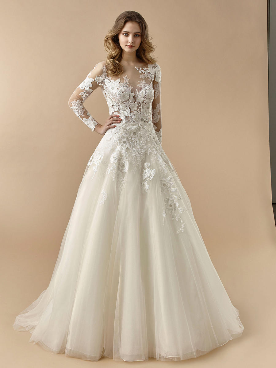 ETHEL ROLYN Elegant Wedding Dresses For Women 2024 Long Sleeve Beading  Appliques Lace Up Bridal Gowns Vintage Vestidos De Novia - AliExpress