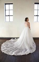 LE1125 Ivory Lace And Tulle Over Mocha Gown With Porcelai back