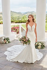 1165 Ivory Gown With Java Tulle Plunge front