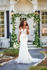 1175 White Gown With Java Tulle Plunge front