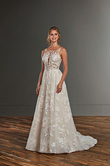 1183 Ivory Lace And Tulle Over Ivory Stretch Organza Wi front