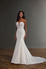1191 Ivory Matte Mikado Gown With Sheer Moscato Bodice  front