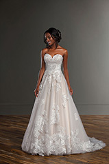 1232 Ivory Lace Tulle And Royal Organza Over Moscato Go front