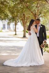 1258 Ivory Silver Lace And Tulle Over Moscato Gown With back