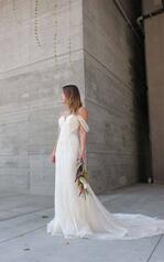 LE1122 Ivory Lace And Royal Organza Over Mocha Gown With  front