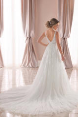 6752 White Gown With Java Tulle Plunge back