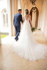 6752 White Gown With Java Tulle Plunge back