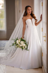 6839 White Gown With Java Tulle Plunge front