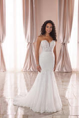 6867 White Gown With Java Tulle Plunge front
