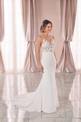 6895 White Gown With Porcelain Tulle Illusion front