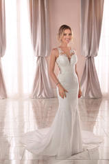 6916 White Gown With Porcelain Tulle Illusion front