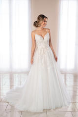 6959 White Silver Lace and White Tulle over White Gown  front