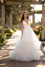 6988 Ivory Gown with Ivory Tulle Plunge front
