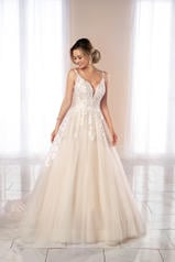 6993 Ivory Lace and Tulle over Ivory Gown with Porcelai front
