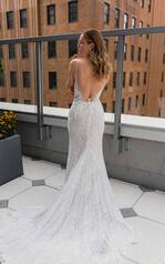 LE1125 Ivory Lace And Tulle Over Mocha Gown With Porcelai back