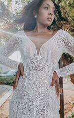 LE1113 Ivory Lace Over Mocha Gown With Porcelain Tulle Pl detail